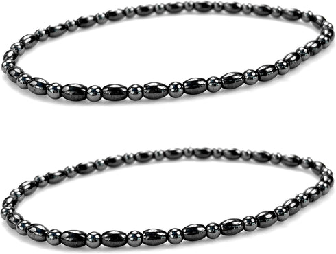 2 pcs Hematite Anklet Bracelet for Women Men 9.5"...