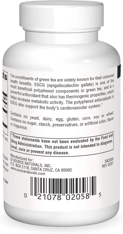 Source Naturals EGCG, Antioxidant and Thermogenic Activator from Green Tea, 350mg - 60 Tablets...