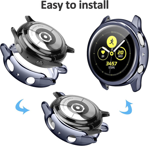 Tobfit Compatible with Samsung Galaxy Watch Active 2 Watch Case Screen Protector 44mm, Soft TPU Full Around Protective Cover for Samsung Galaxy Ac...
