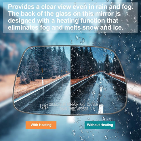 Senzeal Passenger Side Heated Mirror Glass Replacement for Jeep Grand Cherokee 2005 2006 2007 2008 2009 2010 Side Mirror Glass with Rear Holder 51...