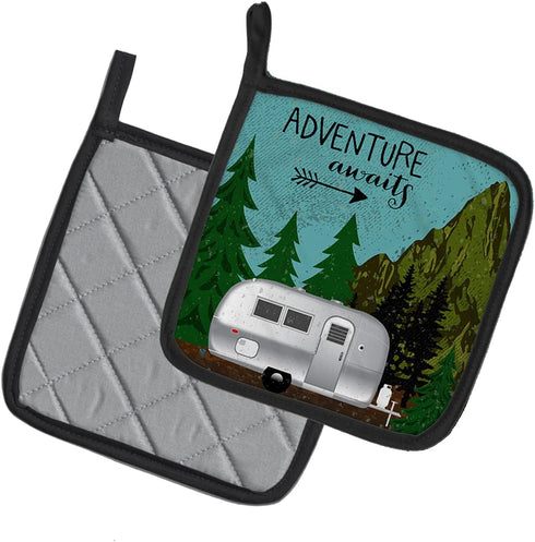 Caroline's Treasures VHA3022PTHD Airstream Camper Adventure Awaits Pair of Pot Holders Kitchen Heat Resistant Pot Holders Sets Oven Hot Pads for C...