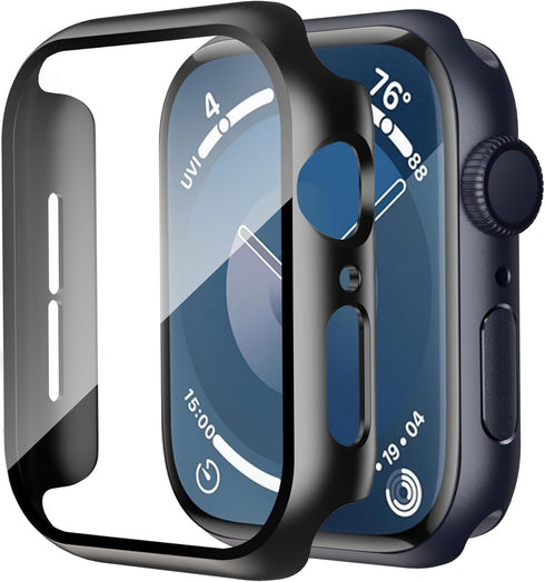 Smiling Case Compatible with Apple Watch SE 2 (2024)/SE/Series 6/5/4 44mm with Built in Tempered Glass Screen Protector,Overall Protective Hard PC...