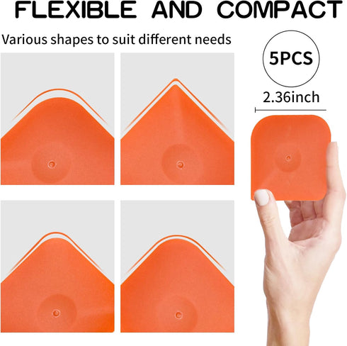Pan Scraper - 5 Pcs Plastic Scraper Tool Set - Dish Scraper for Cast Iron - Non Scratch for Pot Cleaning Scraper - Non-Slip High Heat Resistant Ki...