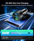 66W USB C Car Charger 4 Port Car Charger Adapter with 30W PD, 3.1A Aluminium Alloy Car Cigarette Lighter USB Charger with LED Voltmeter Compatible...