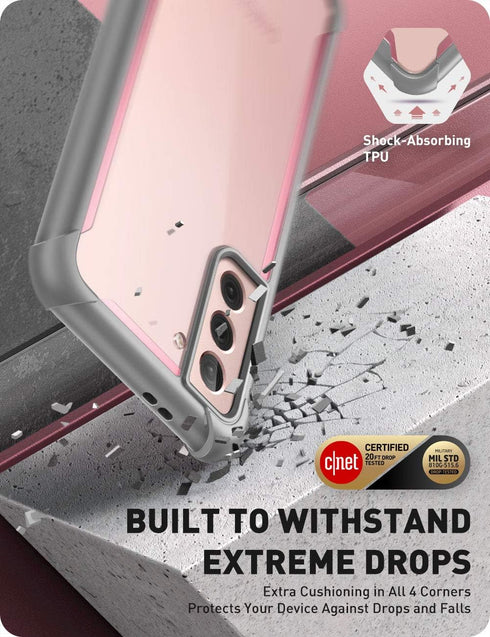 i-Blason Ares Series Case Designed for Galaxy S21 5G (2021 Release), Rugged Clear Bumper Case Without Built-in Screen Protector (Pink)...