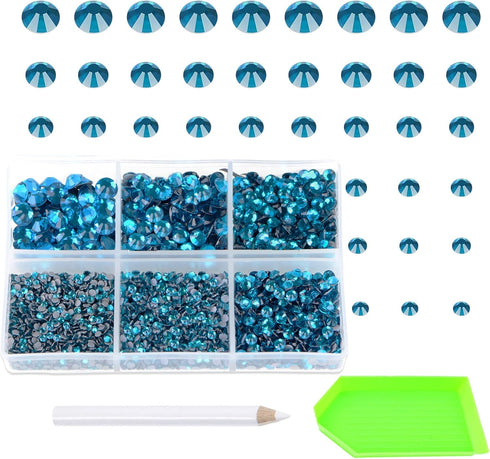 AD Beads 4500 Pieces Hotfix Rhinestones Flat Back 6 Sizes (2-6 mm) Crystal Round Glass Gems with Tweezers and Picking Rhinestones Pen or Crafts Na...