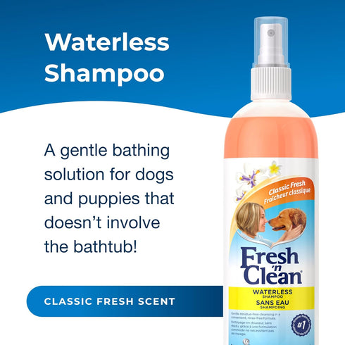 Pet-Ag Fresh ’n Clean Waterless Shampoo, Classic Fresh Scent - 12 oz - Rinse-Free, Anti-Tangle Spray - Gently Cleanses and Moisturizes with Aloe V...