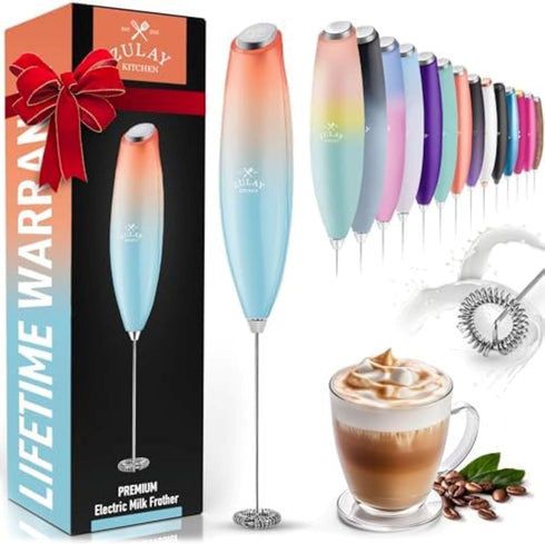 Zulay Powerful Milk Frother for Coffee with Powerful Motor - Handheld Frother Electric Whisk, Milk Foamer, Mini Mixer & Coffee Blender Frother for...