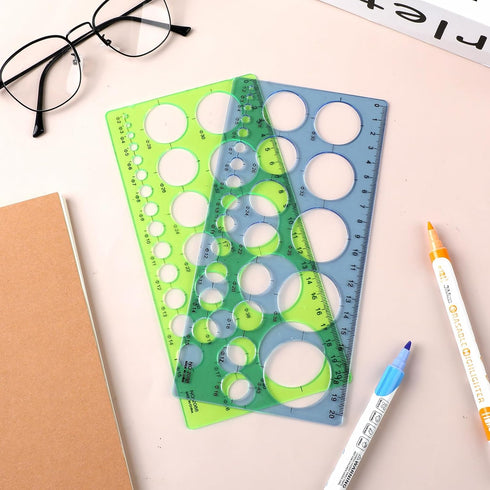2 Pieces Circle Stencil, Circle Template for Drawing, Plastic Round Drawing Templates, Circle Ruler Drawing Templates for Office and School...
