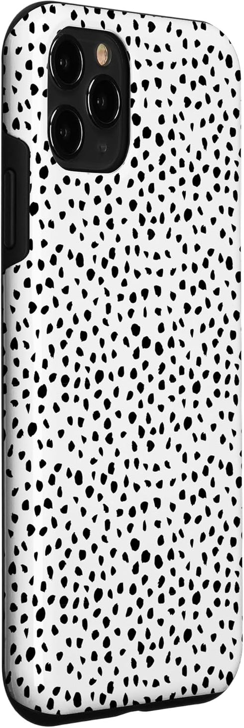 iPhone 11 Pro Popular Dalmatian Pattern, White w Brush Stroke Black Spots Case...