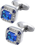Rectangle Crystal Silver Tone Cufflinks for Men Purple/Blue/Transparent Crystals Men's Cuff Link Set for Wedding Shirt Party Business Birthday Ann...