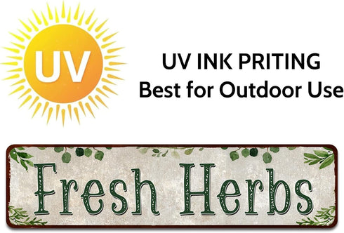Fresh Herbs Metal Sign Country Farmhouse Home Gardener Tin Sign Decor Sign 4" x 16"...