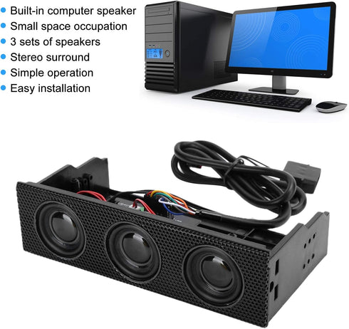 PC Front Panel Media Dashboard, PC Front Panel Speaker Stereo Surround Computer Case Builtin Mic Loudspeaker 5.25in Computer Case Front Bay...