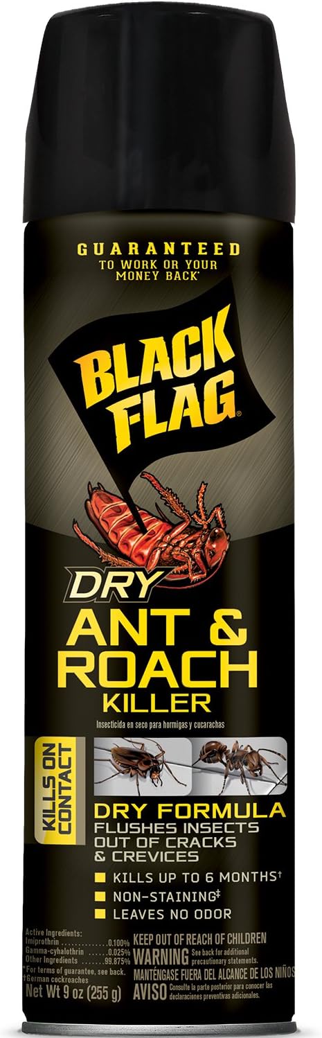 Black Flag Dry Ant And Roach Killer 9 Ounces, Aerosol Spray, Dry Formula, Plain, 1-Count...