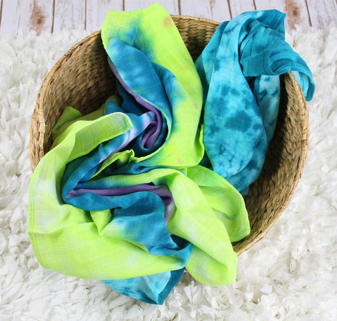 j & alex Tie-Dye 100% Cotton Muslin Swaddle Blankets - Brave Heart, 2 Count - Hand-Dyed Baby Swaddles for Newborn Girls, Boys, Receiving Blankets ...