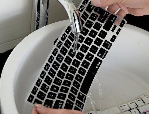 XSKN Spanish Language Silicone Keyboard Skin Cover for MacBook Air 13 & MacBook Pro 13 15 17 inch (US& European ISO Keyboard) (Black)...