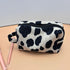 Cow Print Makeup Bag Corduroy Cosmetic Bag Cute Travel Pouch Bags White and Black Checkered Mini Makeup Purse Pouch Makeup Brushes Organizer Bag f...