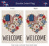 4th of July Patriotic Garden Flag 12x18 Double Sided, American Floral Heart Welcome Burlap Small Yard Flag for Independence Day Outside Decoration...