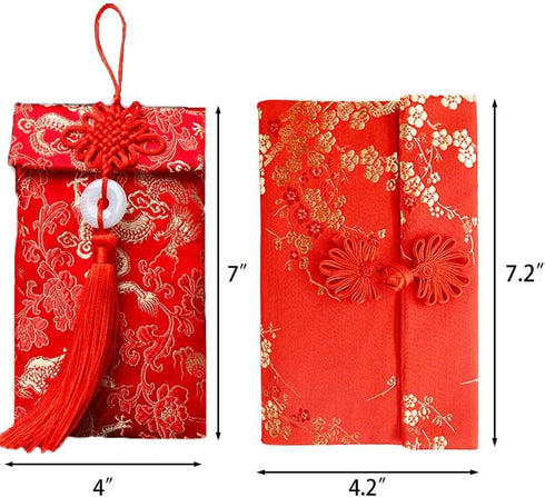 Chinese Red Envelopes, 3pcs Silk Red Envelopes Chinese New Year Hong Bao Packet Lucky Money Embroidery Envelope for New Year,Spring Festival,Birth...