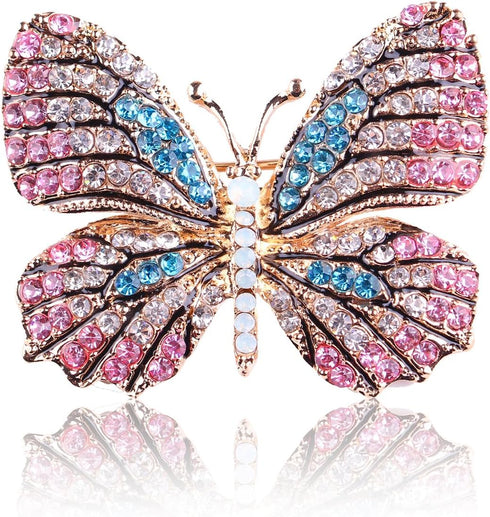 Delicate Butterfly Rhinestone Brooch Pin - Glittering Crystal Butterfly Brooch Pin for Women and Girls...
