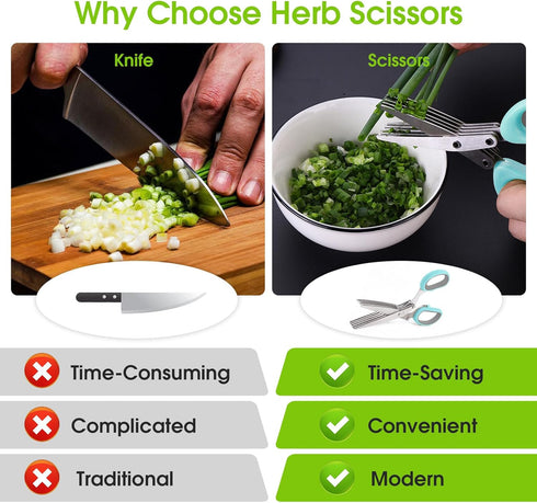 Herb Scissors, Kitchen Shears with 5 Blades and Cover, Multipurpose Cutting Herb Stripper, Kitchen Shears Dishwasher Safe, Kitchen Scissors for Cu...
