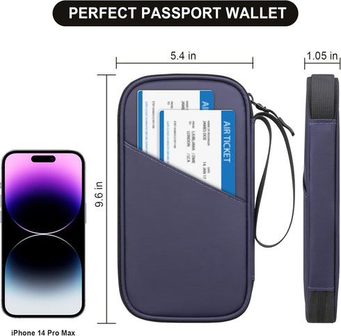 Family Passport Holder, Travel Document Organizer, Premium Wallet for Women and Men, RFID Blocking Portable Capacious Foldable Case Bag or Cards, ...