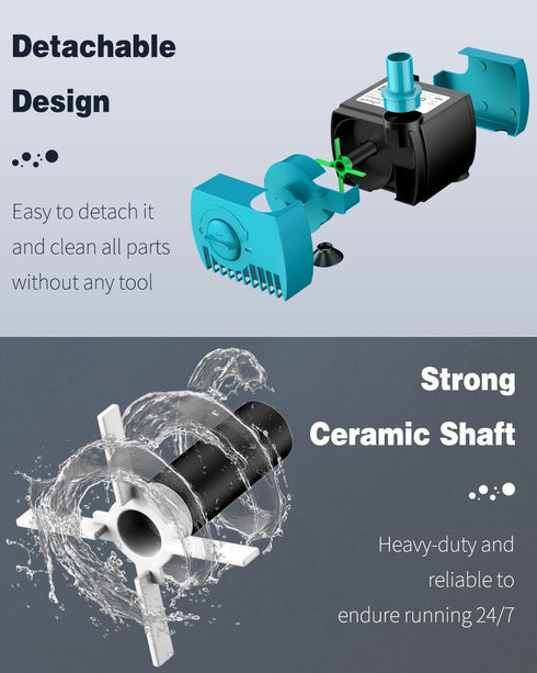 Pawfly 90 GPH Submersible Water Pump 4 W Mini Water Fountain Pump with 2.4 ft. Lift Height Quiet Adjustable Water Pump for Aquarium Fish Tank Foun...