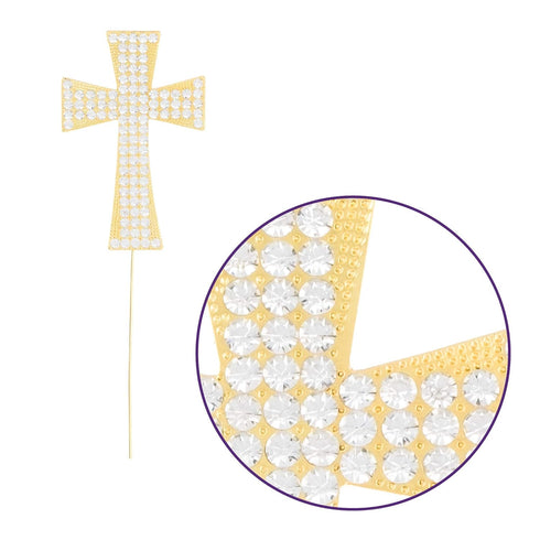 Ella Celebration Cross Cake Topper, Religious Wedding, Baptism, Christening, Dedication, First Communion, Christian Decoration (Gold)...