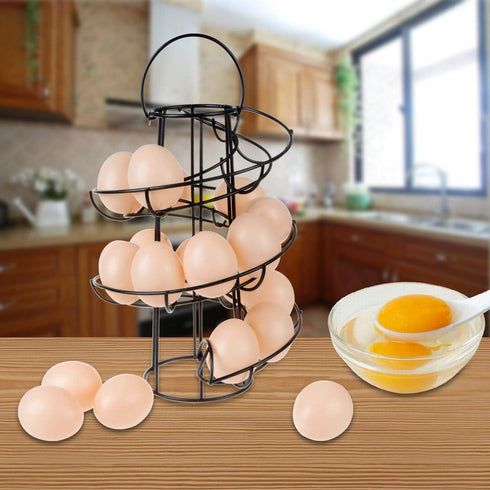 Egg Skelter Deluxe Modern Spiraling Dispenser Rack - Freestanding Wire Chicken Egg Storage Organizer Display Holder Basket for Countertop Kitchen,...