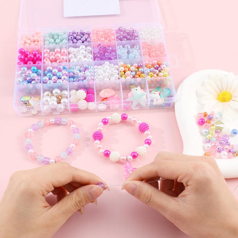 900pcs Mermaid Bracelet Making Kit for Girls with Pearl Beads Starfish Shell Girls Pink& Purple Mermaid Butterfly Beads for Jewelry Making Assorte...