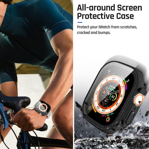 Goton Waterproof Case for Apple Watch Ultra Ultra2 49mm Screen Protector, Full Protective Hard PC Bumper Face Cover Accessories Designed for iWatc...