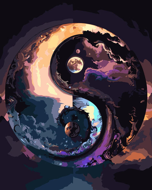 TUMOVO Paint by Numbers for Adults Beginner Natural Paint by Number Kits DIY Acrylic Painting for Adults Kids Paint by Number Yin Yang Symbol Abst...