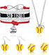 Junkin 4 Pieces Softball Jewelry Set Softball Heart Necklace Bracelet Dangle Drop Earrings Stud Earrings Handmade Pendant Charms for Women...