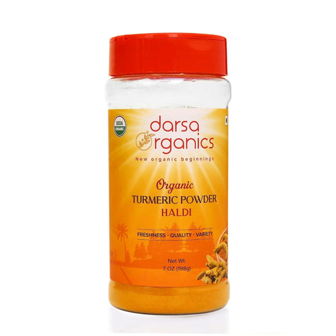 Darsa Organics Raw Turmeric Powder w/Curcumin from India | 7 oz Food Grade PET Jar | Pure Aromatic Ground Haldi | USDA Organic | Ground Turmeric |...