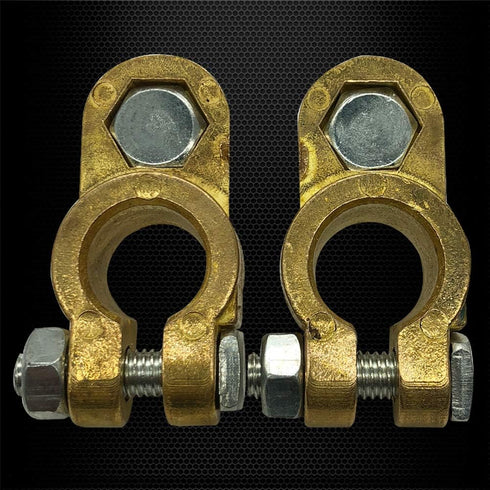 Ampper Brass Battery Terminal Connectors, Top Post Battery Terminals Clamp Set for Marine Car Boat RV Vehicles (1 Pair)...