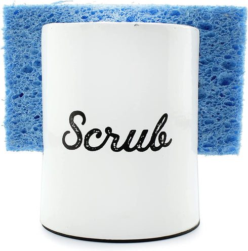AuldHome Design White Enamel Sponge Holder; Rustic Enamelware Kitchen Sink Accessory...