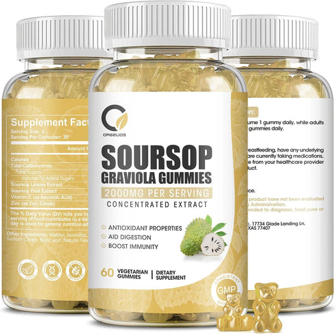 Recipe Upgrade Soursop Graviola Gummies - Organic Soursop Leaves & Fruit Extract 2000 mg - Digestive Aid, Immune Support & Antioxidant Properties ...