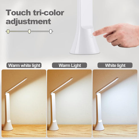 Rechargeable Desk Lamp, Foldable Portable Battery Operated Desk Lamp for Home Office, 2500mAh Cordless LED Desk Lamp with Flashlight Function, Eye...