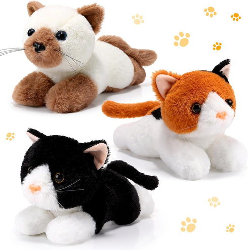 3 Pcs 9 Inch Cat Stuffed Animal Plush Cat Cute Stuffed Cat Plush Toys Small Cat Stuffed Animal Sleeping Gifts for Boys Girls School Pet Party Favo...