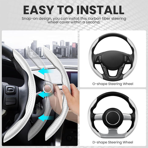 GSPSCN Universal Car Carbon Fiber Steering Wheel Cover Anti-Skid,Butterfly Steering Wheel Cover,Non-Slip Segmented Steering Wheel Protector,Fit fo...