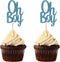 24 CT Blue Glitter Oh Boy Cupcake Toppers Baby Shower Birthday Party Decoration Picks...