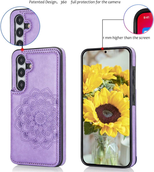 A15 5G Phone Case,Designed for Galaxy A15 5G Case Wallet with Card Holder,Mandala Emboss PU Leather with Kickstand Credit Card Slots Slim Flip Cas...