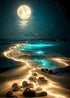 Moonlight Stamped Cross Stitch Kits - Beach Night Landscape Counted Cross Stitch Kits for Beginners Adults Needlepoint Cross-Stitch Patterns Dimen...