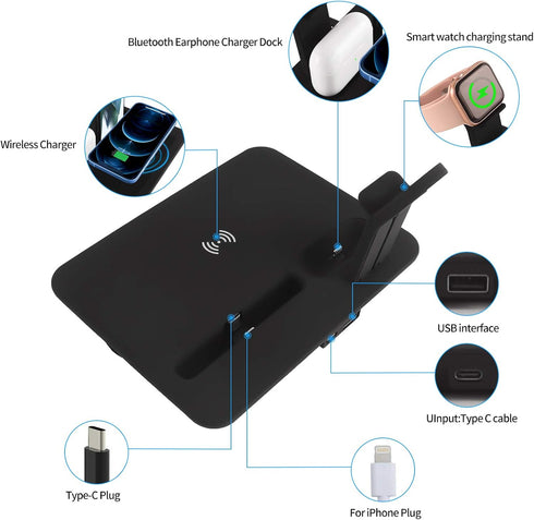 Wireless Charger 4 in 1, Detachable Wireless Portable Charger for AirPods/iWatch, Qi Wireless Charger for iPhone/Samsung Galaxy/Other Qi Phones......