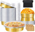 50 Pcs Muffin Pans With Lids, 4 Inch Disposable Cupcake Pans, 8oz Golden Aluminum Pie Pans, Round Oven Mini Cake Pan with Spoons Suit for Tart Pie...
