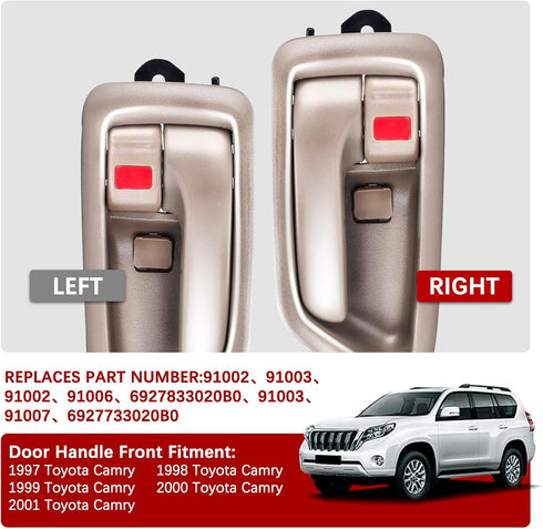 FAERSI 2Pcs Inside Interior Door Handle Front Rear Driver & Passenger Side Replacement for 1997 1998 1999 2000 2001 Toyota Camry Beige/Tan...