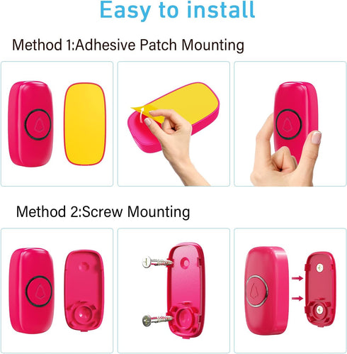 SECRUI Wireless Doorbells for Home, Classrooms, Apartments, Businesses, etc. Easy to Use, Adjustable Volume, 58 Chimes, Colorful LED, Waterproof, ...