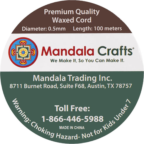 Mandala Crafts 0.5mm 109 Yards Dark Brown Cotton Waxed Cord for Jewelry Making Bracelet Cord Waxed String - Beading String Thread Jewelry Cords fo...