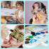 6 Pcs Mop Brush for Acrylic Painting, 1 Inch Oval Blending Brushes Artist Paint Brushes for Acrylic Watercolor Oil Painting Face Body Art, Blue...