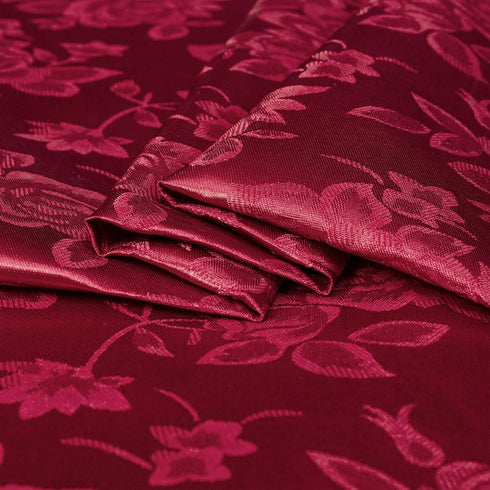 60" Wide Brick Red Satin Floral Jacquard Fabric Shiny Silky Satin Fabric by The Yard for Table Runner?Napkins?Wedding?Dress?Bedding Sheet,DIY Craf...